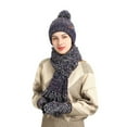 thumbnail image 6 of Besufy 3 Pcs Women Beanie Hat Set Wear Resistant Touchscreen Woolen Yarn Cap Scarf Gloves Set for Winter,Purple, 6 of 9