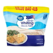 Great Value Wild Caught Pacific Whiting Fillets, Skin-on, Value Bag, 4 lbs (Frozen)