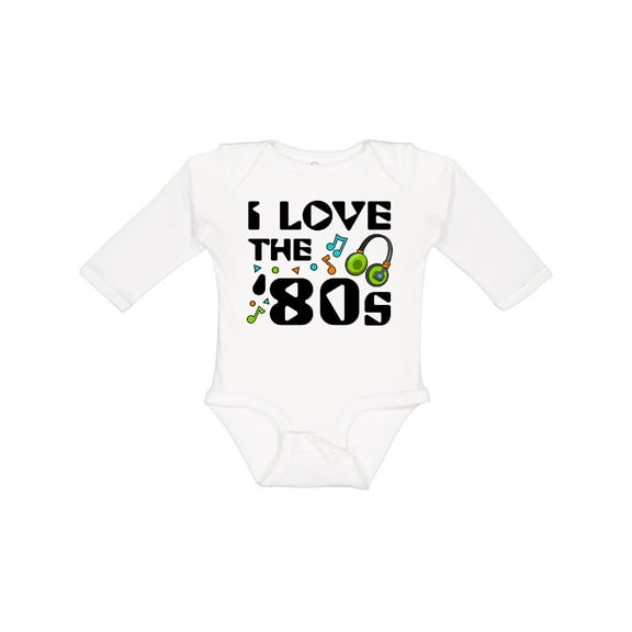 Inktastic I Love the '80s-musical notes Boys or Girls Long Sleeve Baby Bodysuit