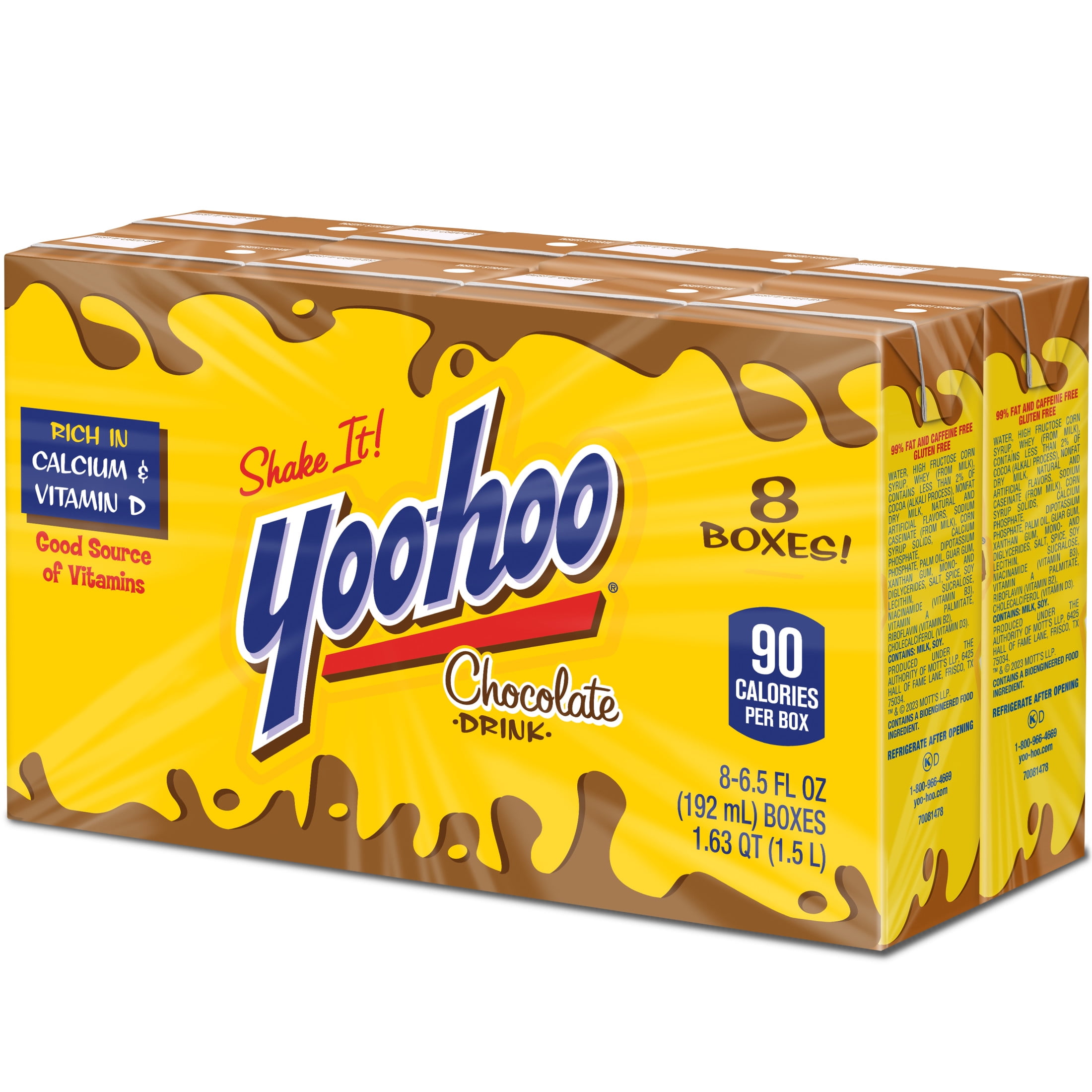 (4 pack) Yoo-hoo Chocolate Drink, 6.5 fl oz, 8 Pack Boxes, Rich Flavor, Caffeine Free