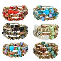 Wentin Bracelets Clearance! Stackable Bead Bracelets For Women Stretch Multilayered Bracelet Set Multicolor Jewelry
