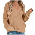 thumbnail image 3 of Womens Oversized Off The Shoulder Tops Long Sleeve Waffle Knit Shirt Drop Shoulder Sweater Top, 3 of 9