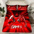 thumbnail image 2 of Erosebridal Video Game Bed Sheets King,Black Red King Sheet Sets,Geometric Plaid Sheet Set King,Breathable Gamer Room Decorative,4pcs, 2 of 7