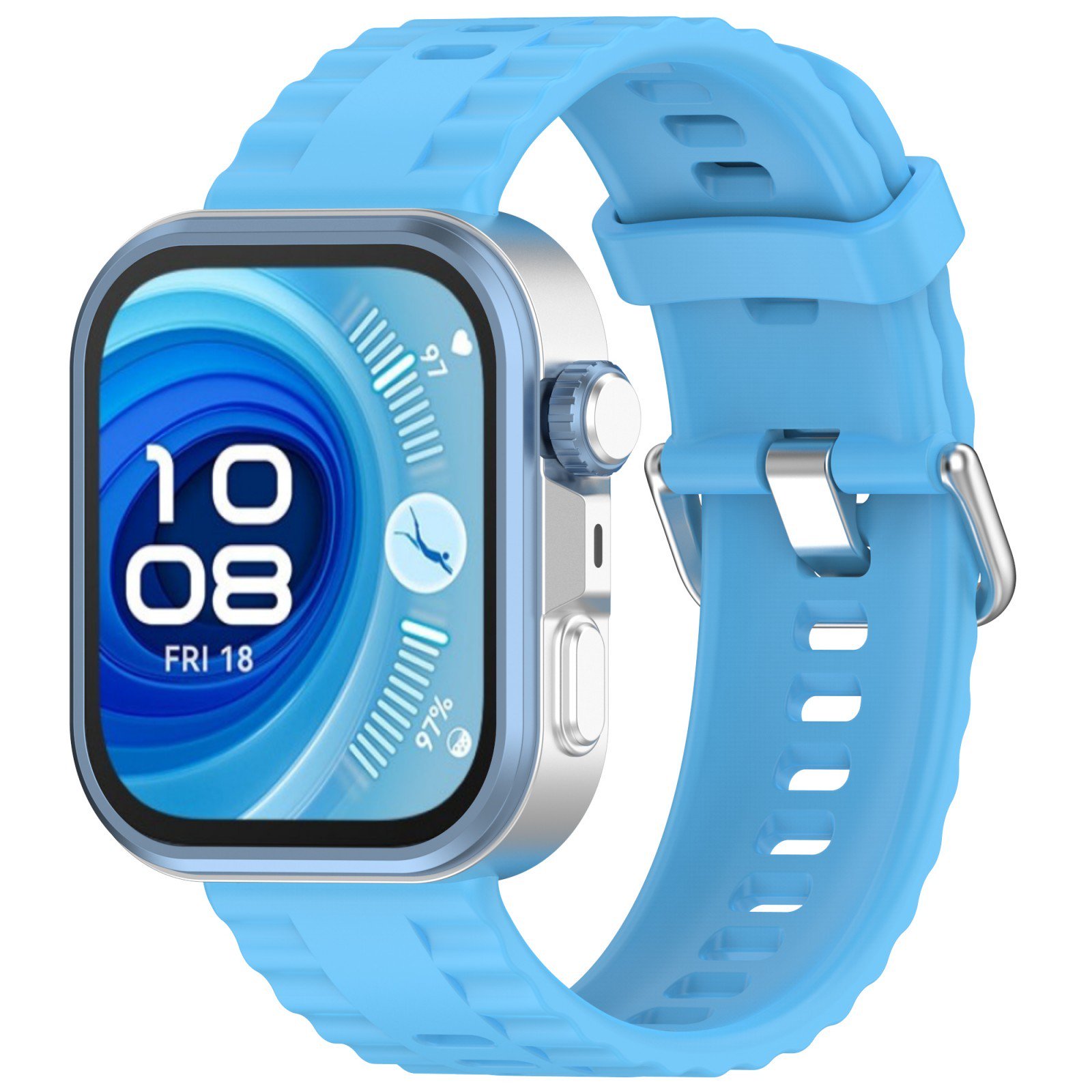 Silicone Strap Replacement Band for Fit4 Pro Smartwatch with Silver Buckle – Accessory Silicone Wristband for Fitness
