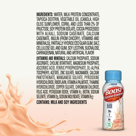 BOOST Glucose Control Nutritional Drink Protein Shakes, Creamy Strawberry, 8 fl oz, 6 Pack