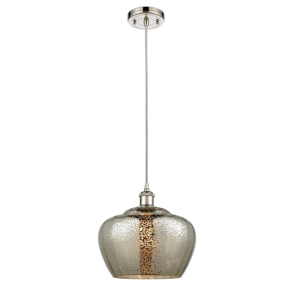 516-1P-PN-G96-L-Innovations Lighting-Fenton - 1 Light Cord Hung Mini Pendant In Industrial Style-11 Inches Tall and 11 Inches Wide-Polished Nickel