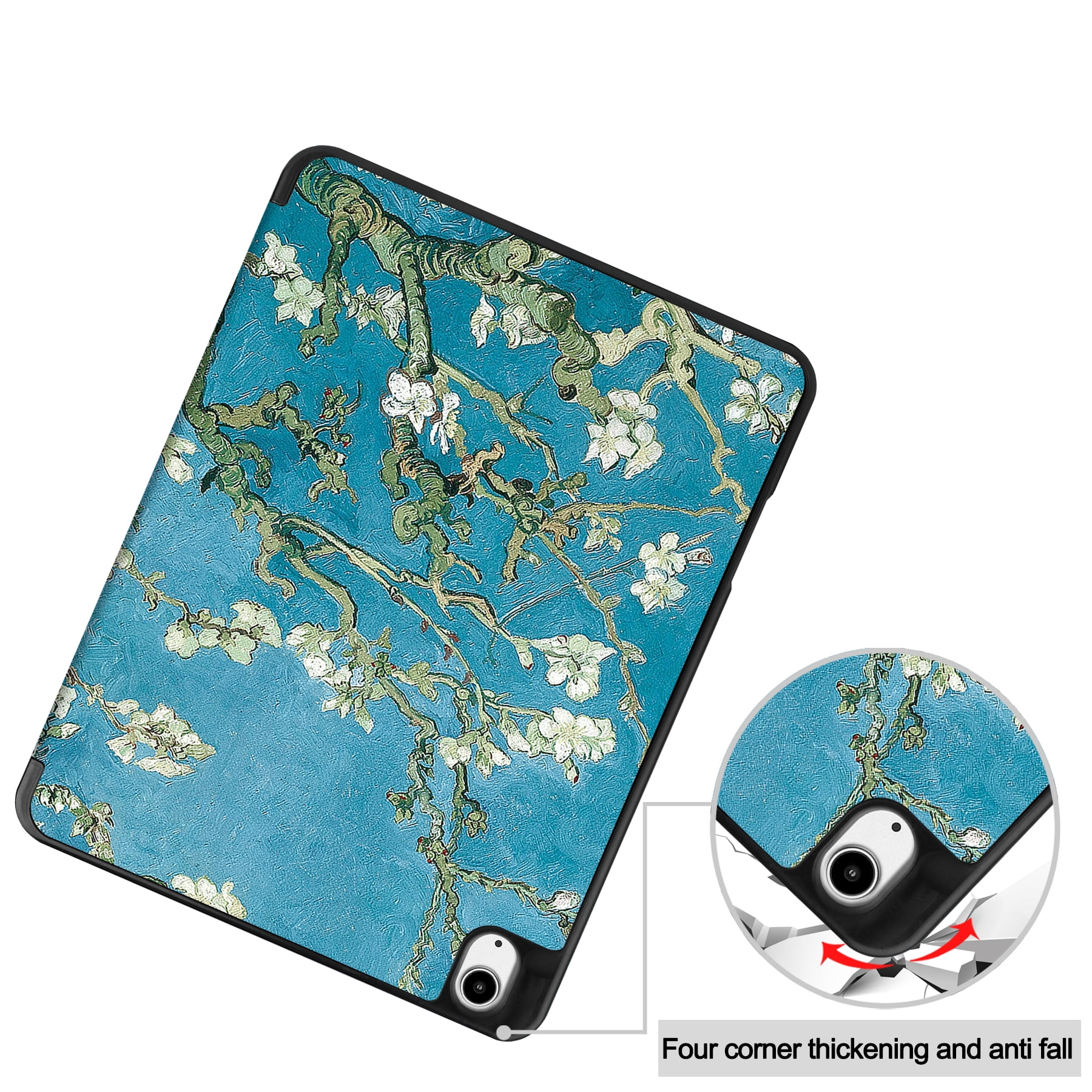 Allytechgroup iPad Air 13 M2 2024 Case, Slim Flip Smart Cover Auto Sleep Wake with Pencil Holder Multi Angle Veiwing Stand Shockproof Case for Apple iPad Air 13 inch 2024,Blossom