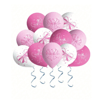 Pink Bow Themed Latex Party Balloons, Elegant, 18 Count, 12 Inch