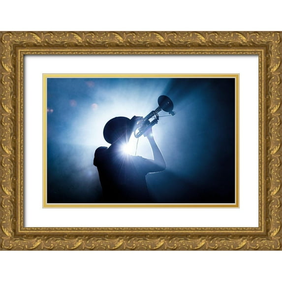De Klerck, Erik 14x11 Gold Ornate Wood Framed with Double Matting Museum Art Print Titled - Trumpet Player