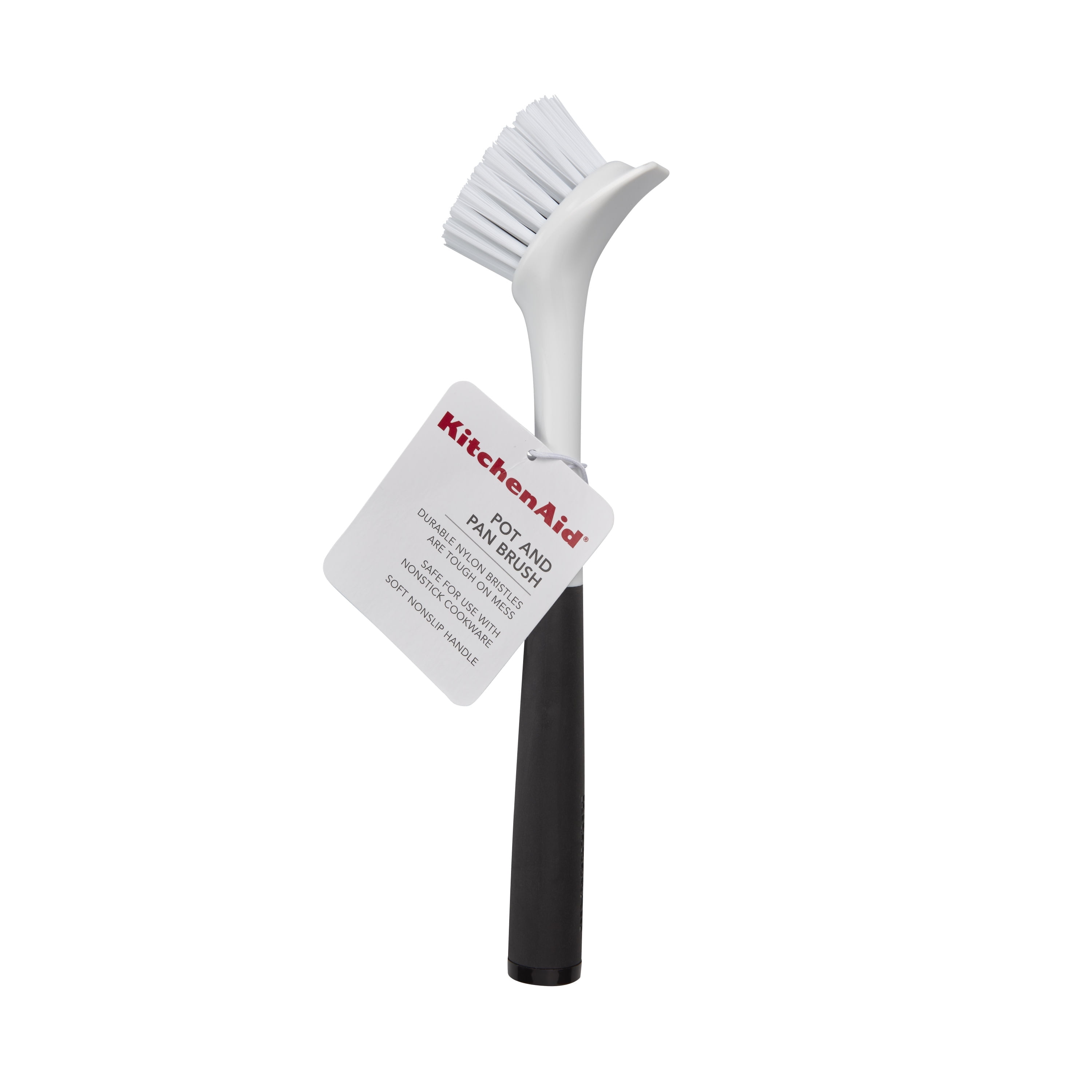(6 pack) KitchenAid Angled Round Dish Brush with Built in Scraper, Black