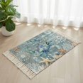 thumbnail image 3 of Blue Crab Coastal Bathroom Rug 2'x3', Summer Beach Nautical Starfish Coral Low Profile Front Entryway Rug with Tassels, Woven Cotton Washable Kitchen Mat Carpet for Foyer Bedroom Back Door Decor, 3 of 9