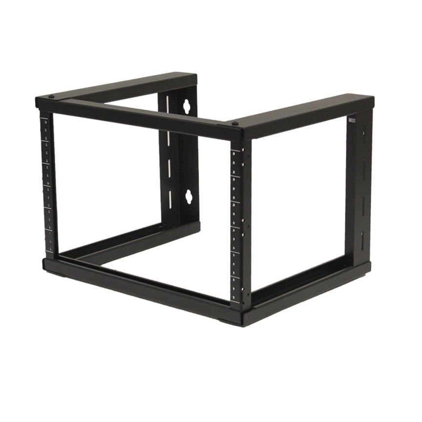 NavePoint 6U Wall Mount Open Frame 19 Inch Server Equipment Rack Threaded 16 inch depth Black