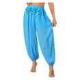 thumbnail image 2 of Womens Belly Dance Harem Pants Shiny Sequins Side Split Coins Lantern Pants Trousers Tribal Halloween Costume, 2 of 7