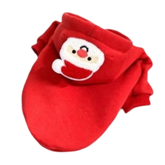Christmas Santa Dog , Hooded Pet Pajamas Outfit with Santa Pattern, Warm Winter Coat for Small Dogs Cats, Festive Holiday Apparel for Parties & Daily Wear, M