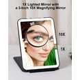 thumbnail image 3 of XUCP-Rechargeable Travel Makeup Mirror with Lights, Portable Lighted Vanity Mirror with 10X Magnification, 70 LEDs 3 Color Lights, Touch Tabletop Folding Compact Cosmetic Mirror Black, 3 of 4
