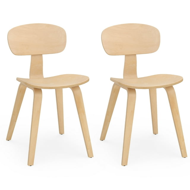 Gymax Modern Dining Chair Set of 2 w/Wide Seat & Curved Backrest Adjustable Foot Pads
