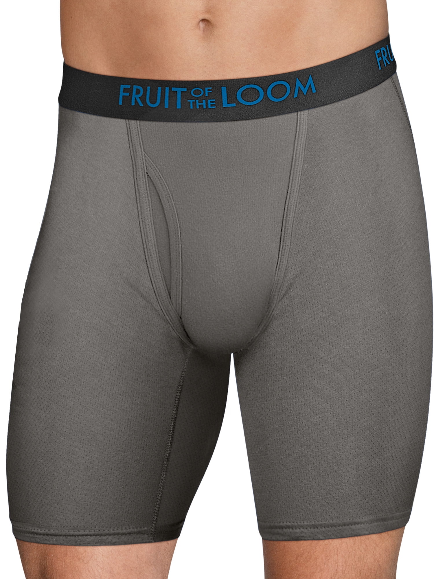 Fruit of the Loom Men's Breathable Cotton Micro-Mesh Long Leg Boxer Brief, 3+1 Bonus Pack