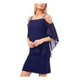 thumbnail image 3 of MSK Womens Navy Rhinestone Chiffon Overlay Pullover Sleeveless Square Neck Above The Knee Evening Shift Dress M, 3 of 4