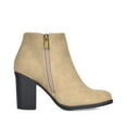 thumbnail image 3 of Toetos Women's Mid Chunky Heel Ankle Boots Suede Leather Side Zipper Ankle Boots Chicago-01 Taupe Size 11, 3 of 3
