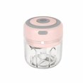 thumbnail image 3 of Mini Electric Chopper with 3-Blade Glass Sculpted Piece, 8.5 Oz, Pink, for Garlic and Vegetables, 3 of 3