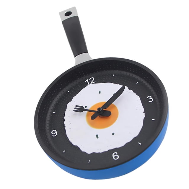 Creative Silent Wall Clock,Frying Pan with Fried Eggs Special Design
