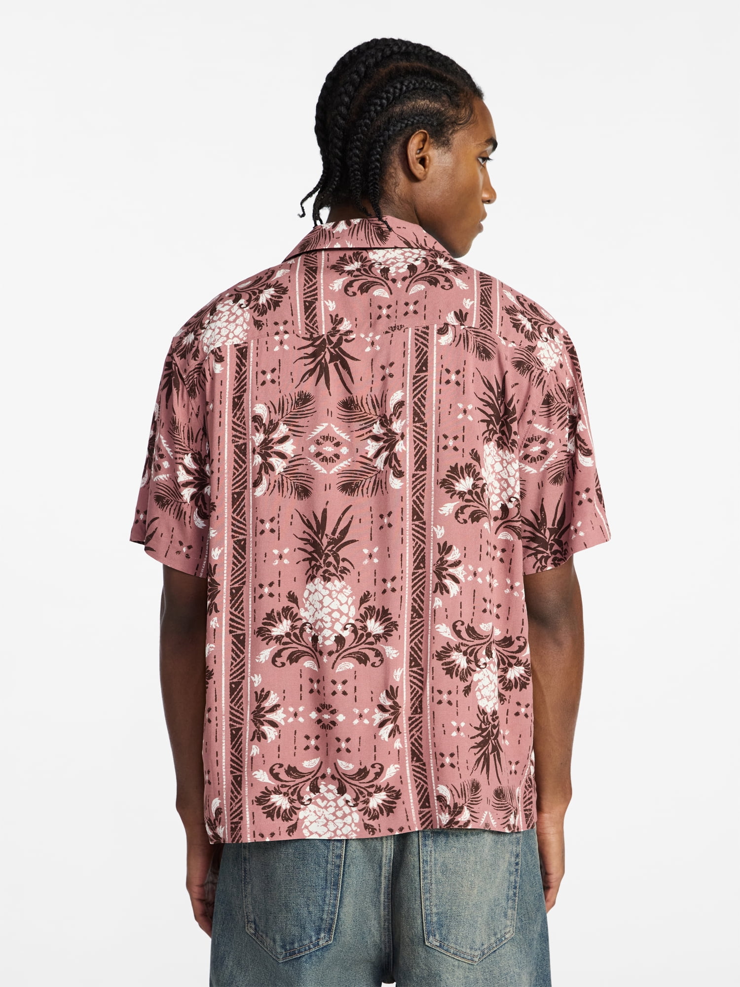 No Boundaries Rayon Shirt with Short Sleeves, Men's and Big & Tall XS-4XLT