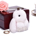thumbnail image 2 of Bunny Keychain Cute Rex Rabbit Faux Fur Keychain Car Handbag Keyring, 2 of 2