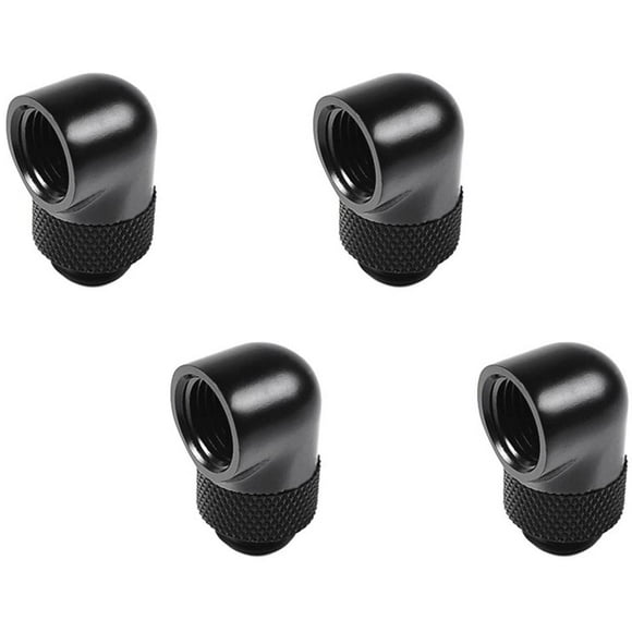 Barrow G1/4" Male to Female Extender Fitting, 90° Rotary, Black, 4-Pack