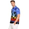 thumbnail image 2 of HAPPY BAY Men's Hawaiian Shirts Short Sleeve Button Down Shirt Men's Summer Shirts Casual Beach Holiday Hawaii Island Shirts for Men Funny L Palm Tree, Blue, 2 of 7