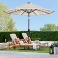 thumbnail image 3 of Best Choice Products 10ft Solar LED Lighted Patio Umbrella w/ Tilt Adjustment, UV-Resistant Fabric - Striped Tan, 3 of 7