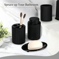thumbnail image 7 of CERBIOR Bathroom Accessories Set, 4 Pcs Glass Bathroom Accessories Sets Complete w/Soap Dispenser, Soap Dish ,Toothbrush Holder,Tumbler, Gift for Girl Home Apartment, Black, 7 of 7