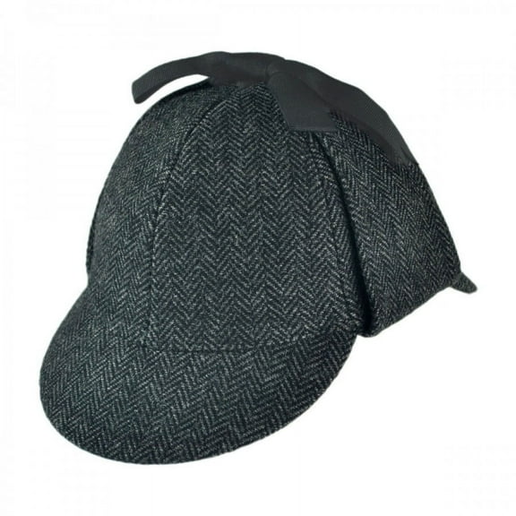Sherlock Holmes Herringbone Wool Blend Hat - S - Gray