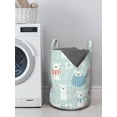 thumbnail image 3 of Cartoon Laundry Bag, Polar Bears in Blanket with Romantic Hearts Backdrop Hand Drawn Animals, Basket with Handles Drawstring Closure for Laundromats, 13" x 19", Pale Blue Coral Blue, by Ambesonne, 3 of 4