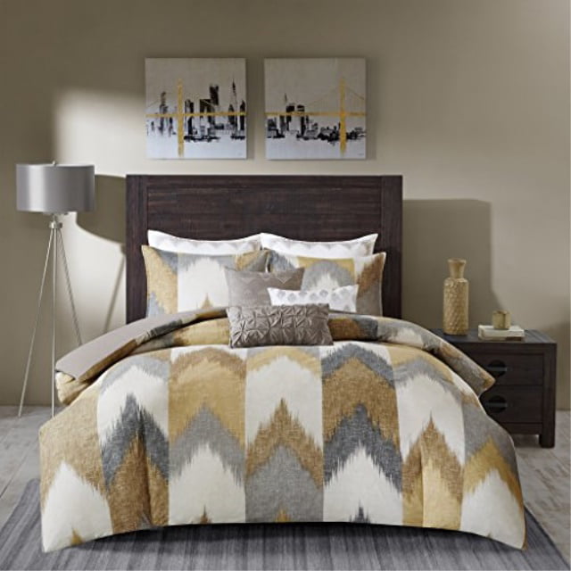 Queen Comforter 3 pcs set white oakmeal Details about   one new Chaps Damask Stripe Full 