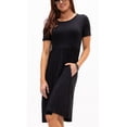 thumbnail image 3 of DEVOPS Women's Casual Short Sleeve Daily T-Shirt Mini Top Dress with Pockets (Small, Black), 3 of 6