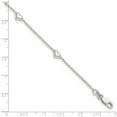 thumbnail image 5 of 925 Sterling Silver Dangling Heart Plus 1in ext. Chain Anklet for Women 9", 5 of 8