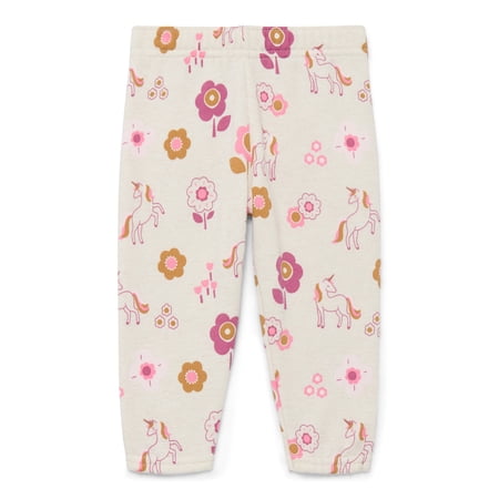 Garanimals Baby Girls Printed Fleece Joggers, Sizes 6M-24M