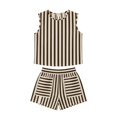 thumbnail image 5 of NMMUED 2 Piece Short Sets for Women Striped Sleeveless Tank Top and Drawstring Shorts Match Sets Casual Summer Beach Vacation Relaxed Lounge Clothes Coffee L, 5 of 5