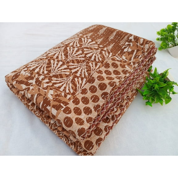 Beautiful Floral Handmade Kantha Quilt Unique Design Handmade Kantha Quilted Bedding Bedspread Handblock Print Throw Blanket Well-Looking