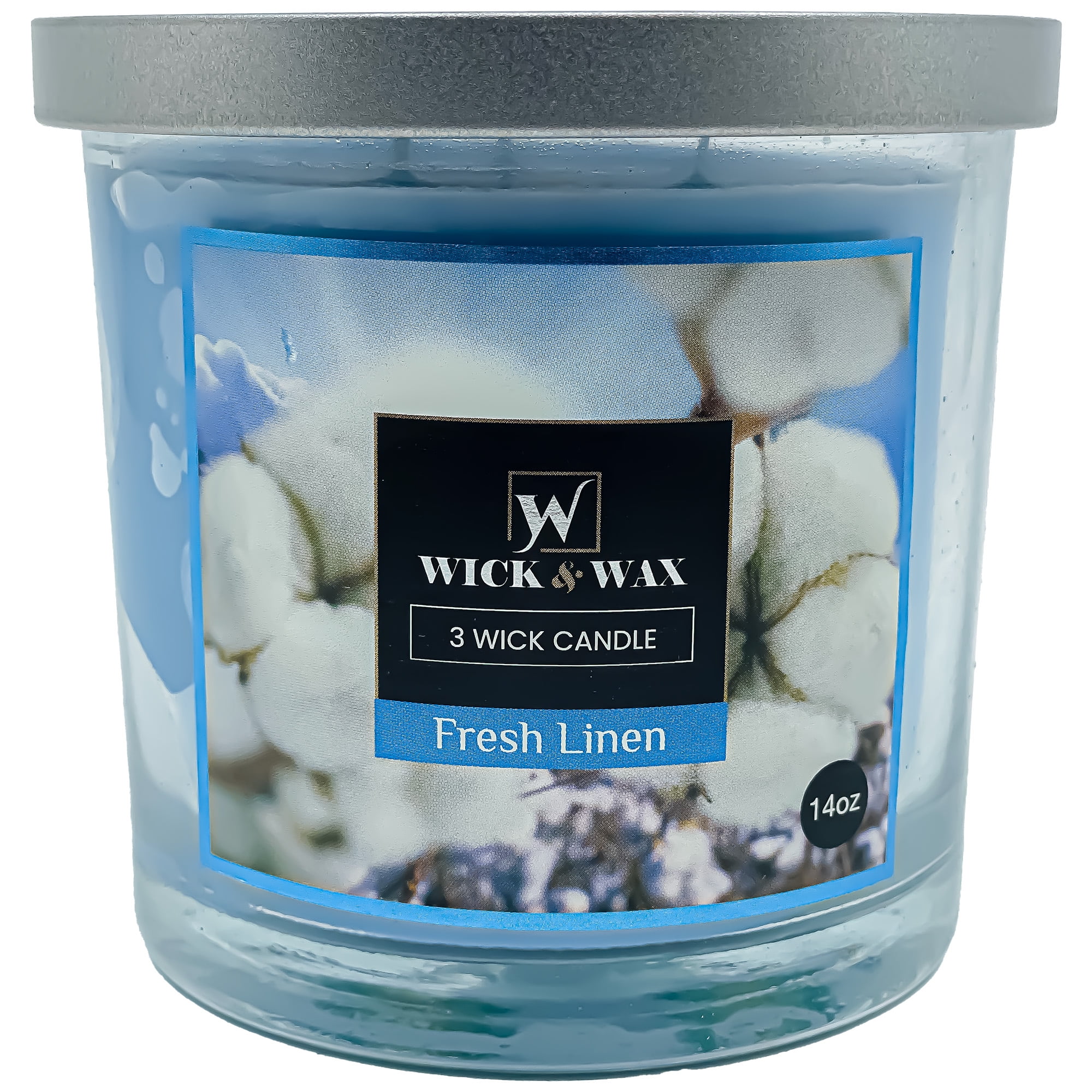 VeZee's 3 Wick 14 oz Fresh Linen Scented Jar Candles by Wick & Wax, Lift your spirits with the refreshing, pleasant fragrance:2 Jars