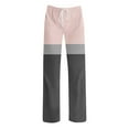 thumbnail image 5 of Ixbnca Women's Lounge Pants Color Block Wide Leg Casual Pants with Drawstring Comfy Loose Pajama Trousers, 5 of 6