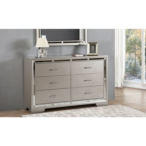 Glory Furniture Alana Dresser in Silver Champagne