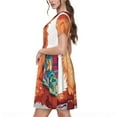 thumbnail image 2 of Saiise Robe d'Été en Tricot Douillet à Motif Lama pour Femmes, T-Shirt Décontracté à Manches Courtes, Robe Soleil Fleurie, Couvre-Maillot de Plage avec Poches, 2 of 6