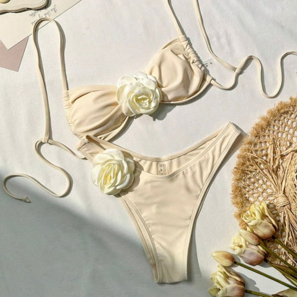 Lefu Womens New style Three-dimensional flower Bikini Suit Sexy Beach Resort swimsuit