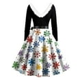 thumbnail image 4 of Christmas Dresses for Women Women's Casual And Fashionable Long Sleeved V-neck Print Matching Zipper Dress with Fur and Christmas Tree for Holiday Party,Multicolor,XL, 4 of 4