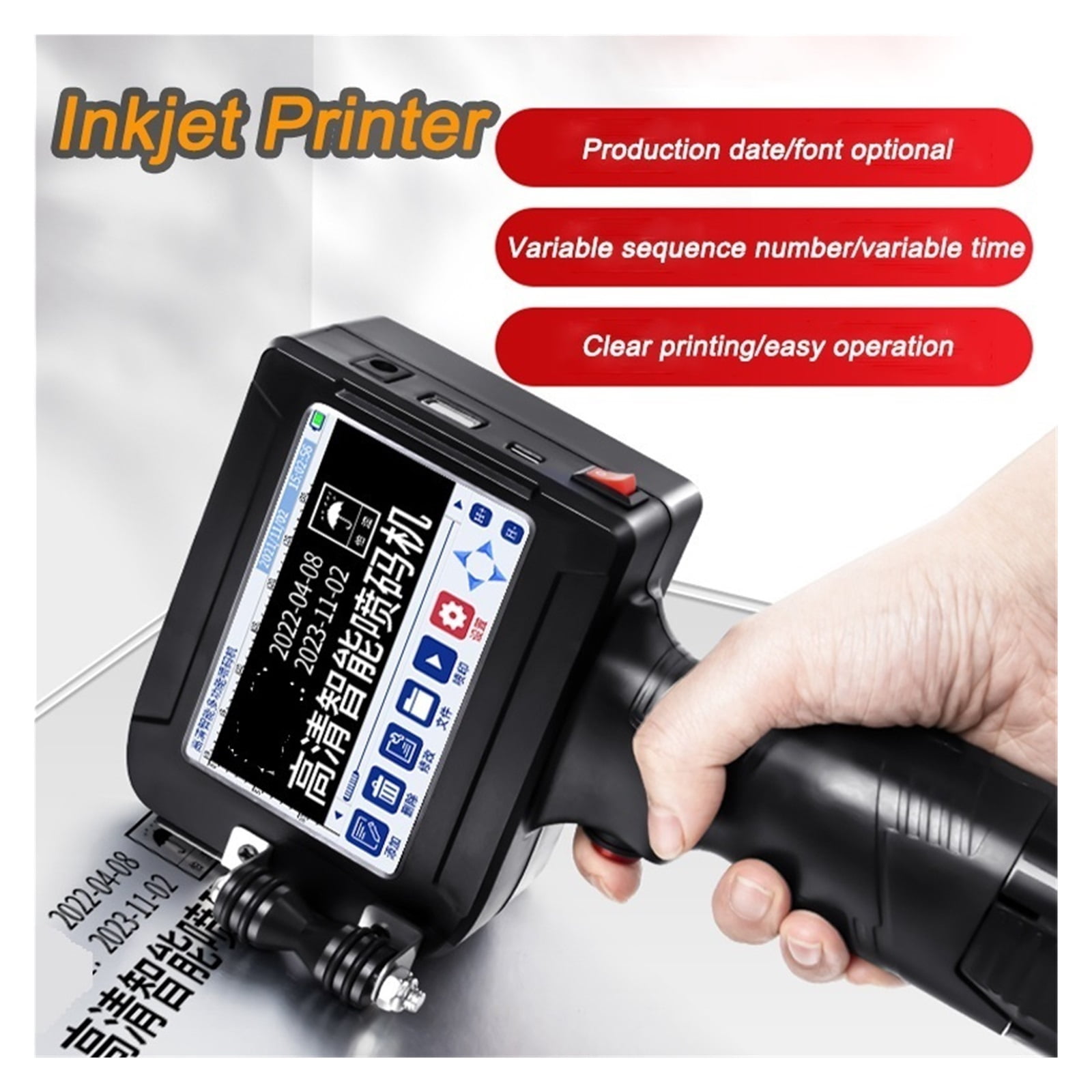 Smart Handheld Inkjet Printer Small Automatic Coding Machine Assembly Line Label Packaging Bag Qr Code Barcode Logo Printer ,Versatile Surface Compatibility