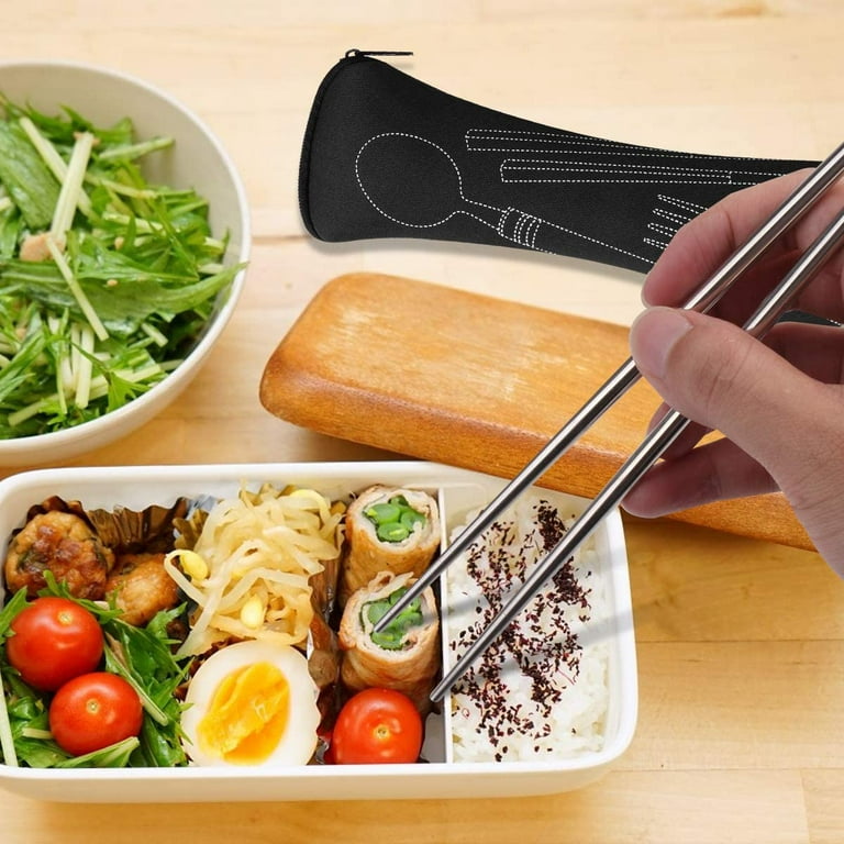 2PCS Travel Utensils Set with Case, Stainless Steel Reusable Silverware  Spoon Fork for Kids Lunch Camping Picnic Travel - AliExpress