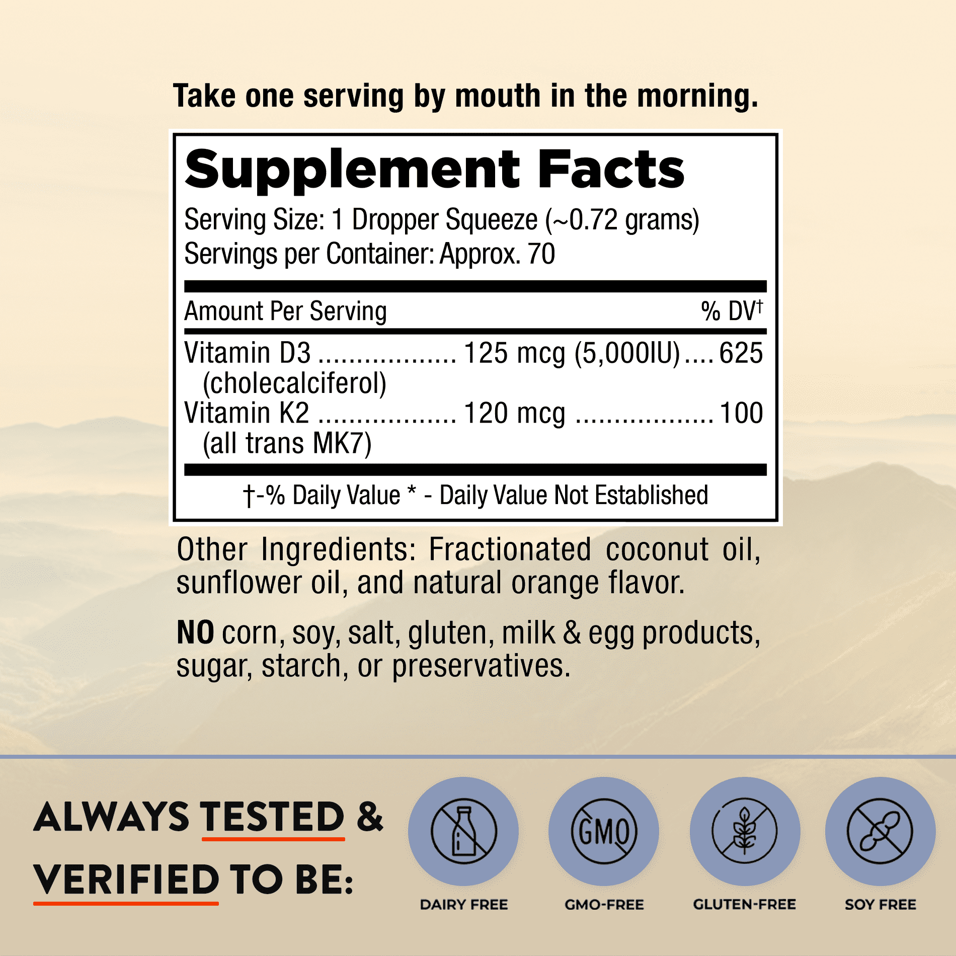 Mt. Angel Vitamins - Liquid Sunshine - Vitamin D3 + K2 - 2 fl oz