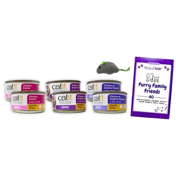 Catit Indoor Cat Food Cans - 3 Flavors - 2 Each: Chicken & Seafood, Chicken, Chicken Turkey Duck (3 oz) | MerlinsMart Zine   Cat Toy