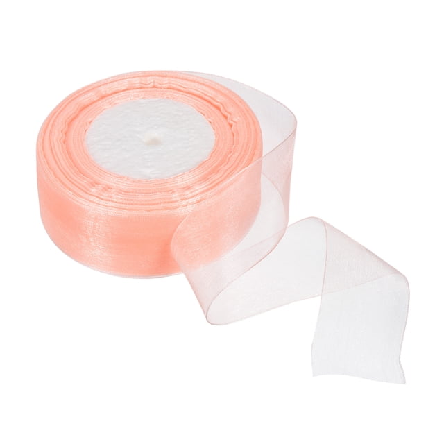 Unique Bargains 4cm 50 Yard Sheer Organza Ribbon Chiffon Fabric Gift Wrapping, Champagne Pink